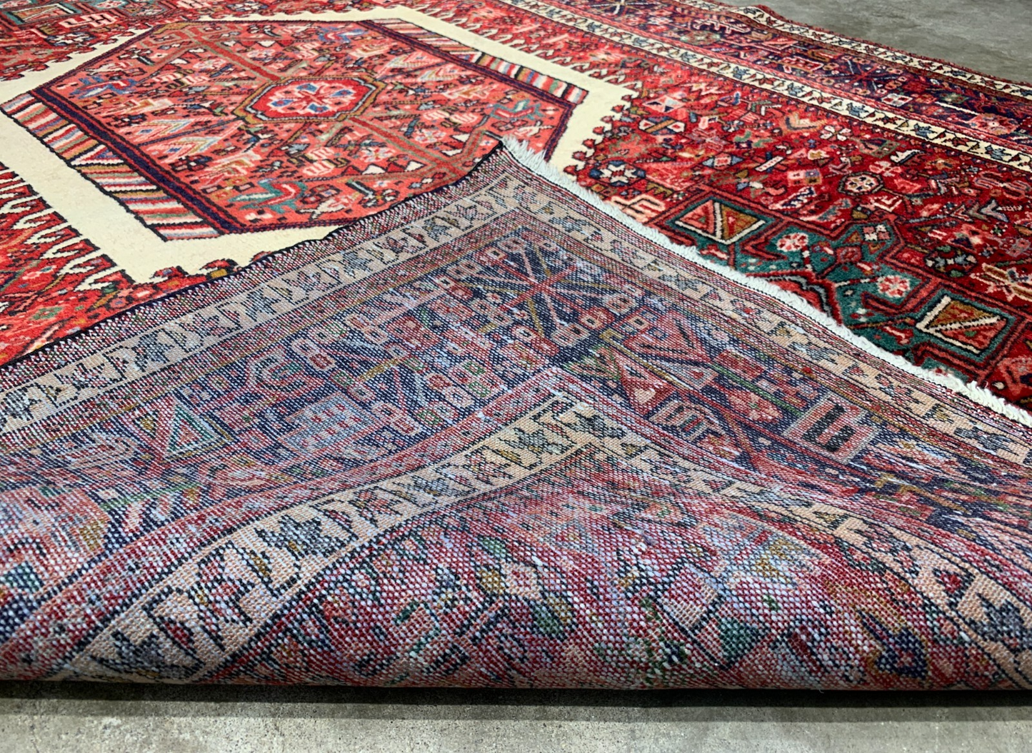 4'10"x6'4" Antique Hand-Knotted Karaja Geometric Area Rug Carpet