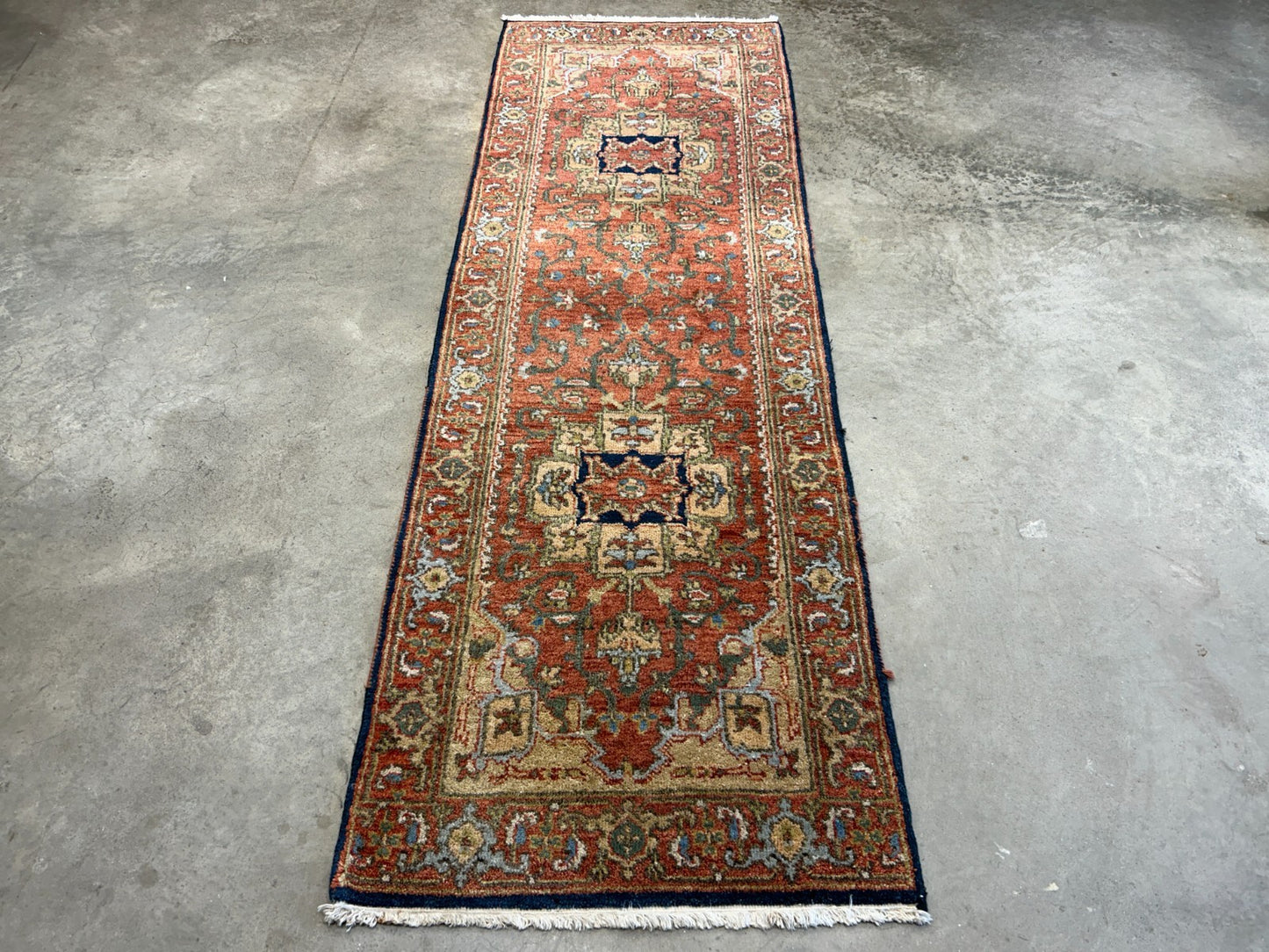 2'7"x7'10" Hand-Knotted 100% Wool Pile Runner Rug - Carpet