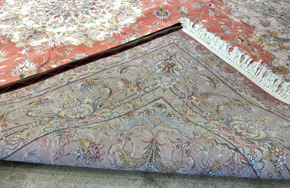 6'7"x9'9" Fine Hand-Knotted Wool & Silk Blend Tabrize Carpet - Area Rug