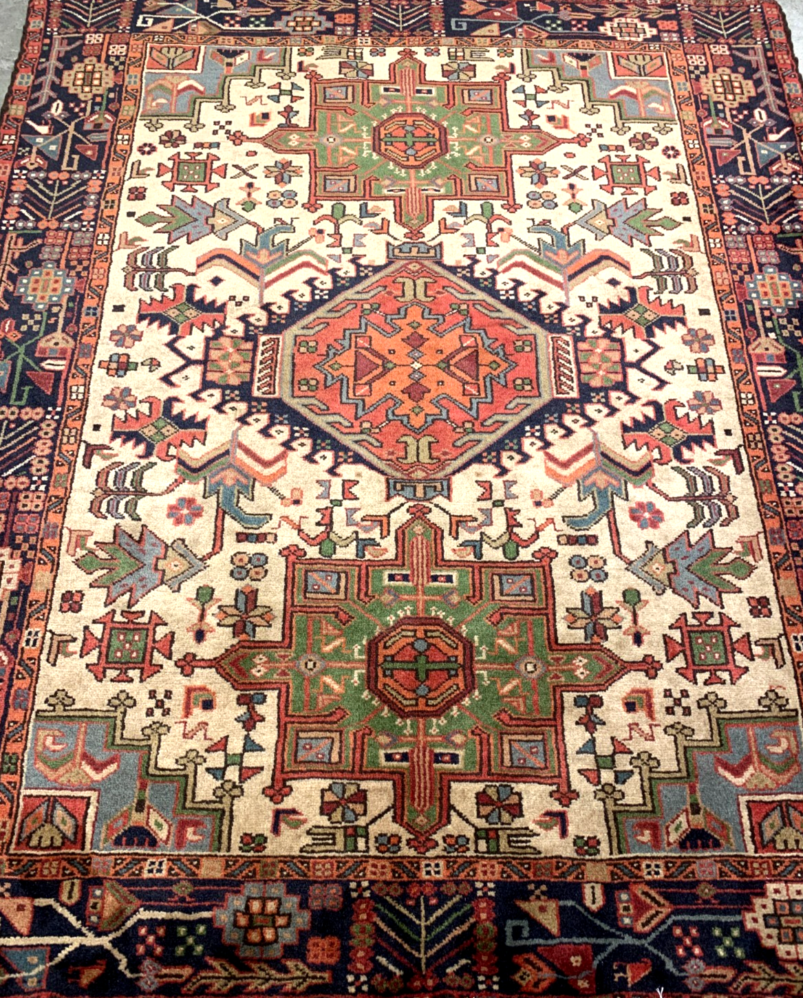 5'0"x6'1" Hand-Knotted 100% Wool Pile Karaja Area Rug - Carpet