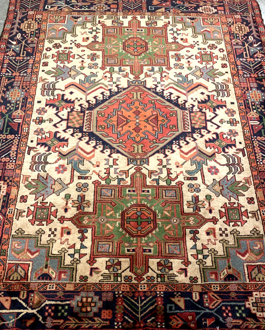 5'0"x6'1" Hand-Knotted 100% Wool Pile Karaja Area Rug - Carpet