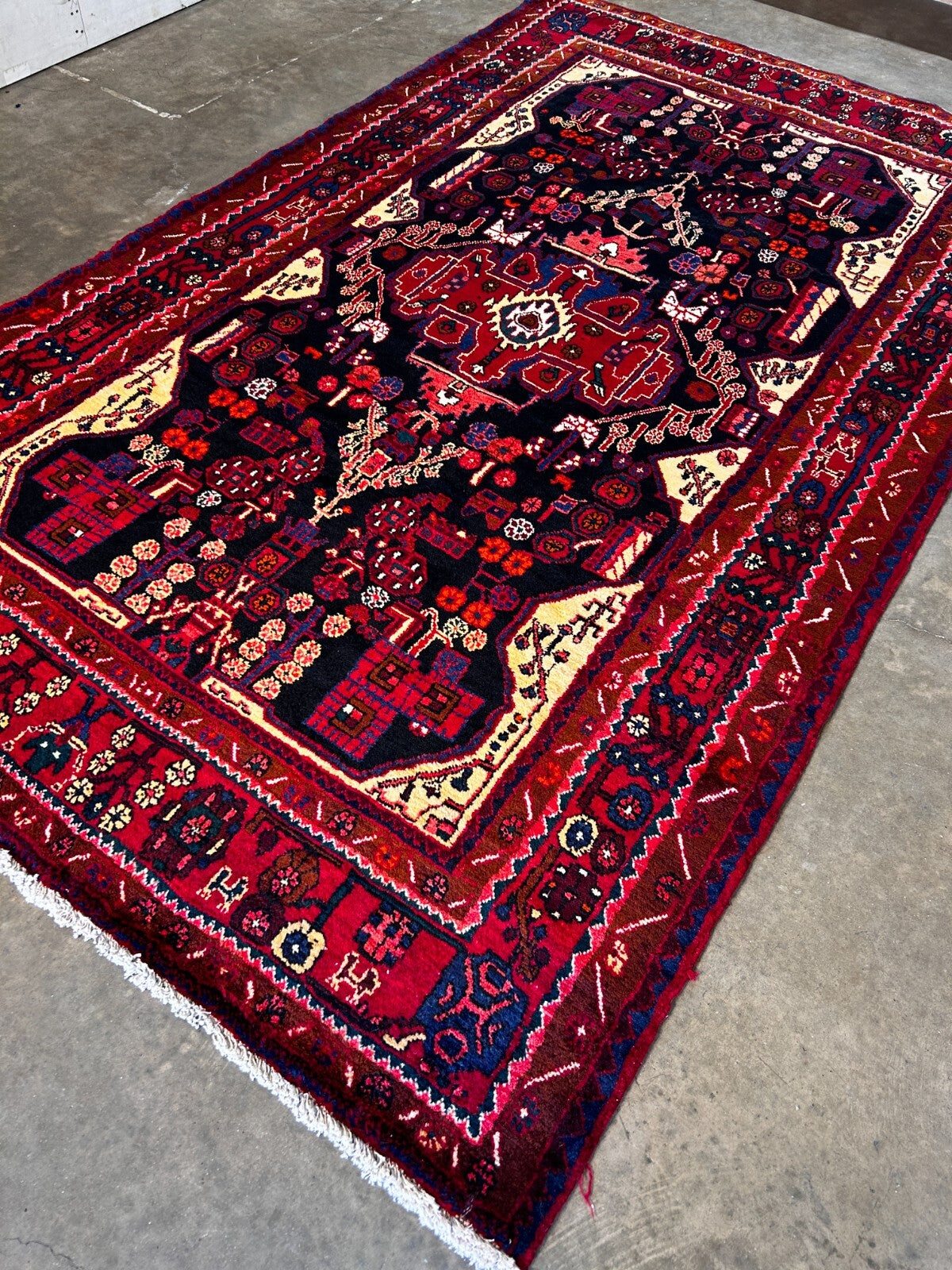 5'6" x 9'1'' Hand-Knotted 100% Lamb Wool Pile Nahavande Area Rug - Carpet