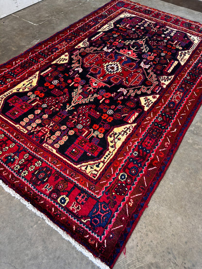 5'6" x 9'1'' Hand-Knotted 100% Lamb Wool Pile Nahavande Area Rug - Carpet