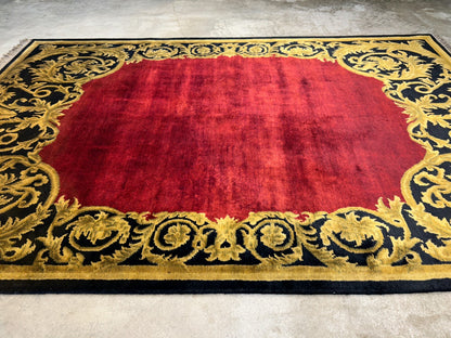 5'11"x8'8'' Hand-Knotted 100% Lamb Wool Pile Tibetan Area Rug - Area Carpet