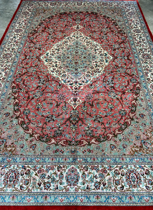 6'5"x9'5" Exquisite Hand-Knotted 100% Silk Qume Rug