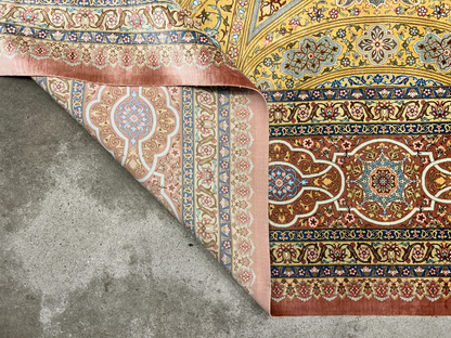 9'8"x12'11" Exquisite Signed Hand-Knotted 100% Silk Qume Rug