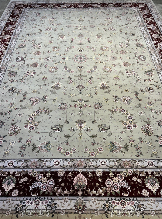 9'x12' Hand-Knotted Wool & Silk Pile Sinopersian Carpet - Area Rug