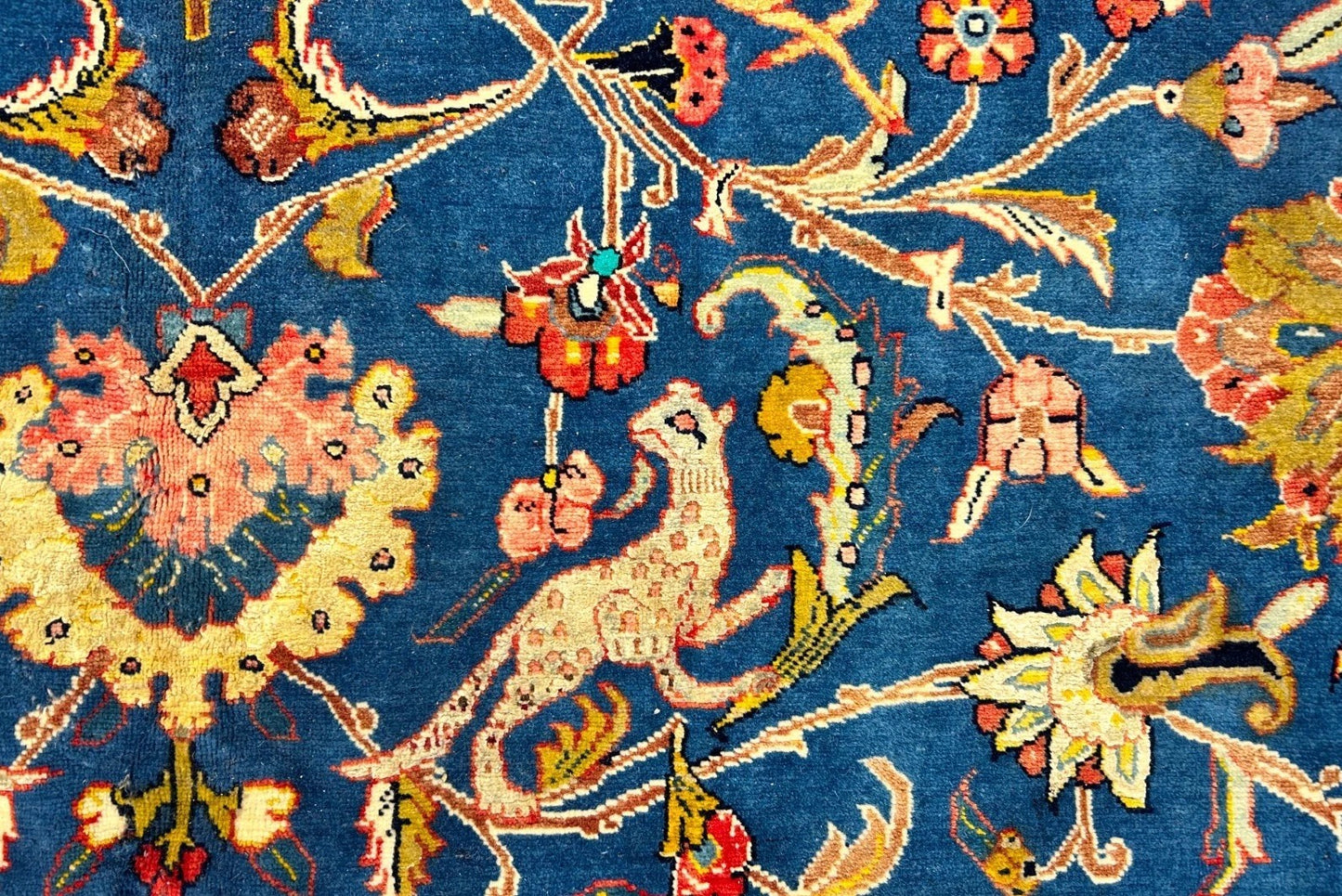 Collector Item - 10'6"x15'7" Antique Hand-Knotted Wool & Silk Varamine Area Rug