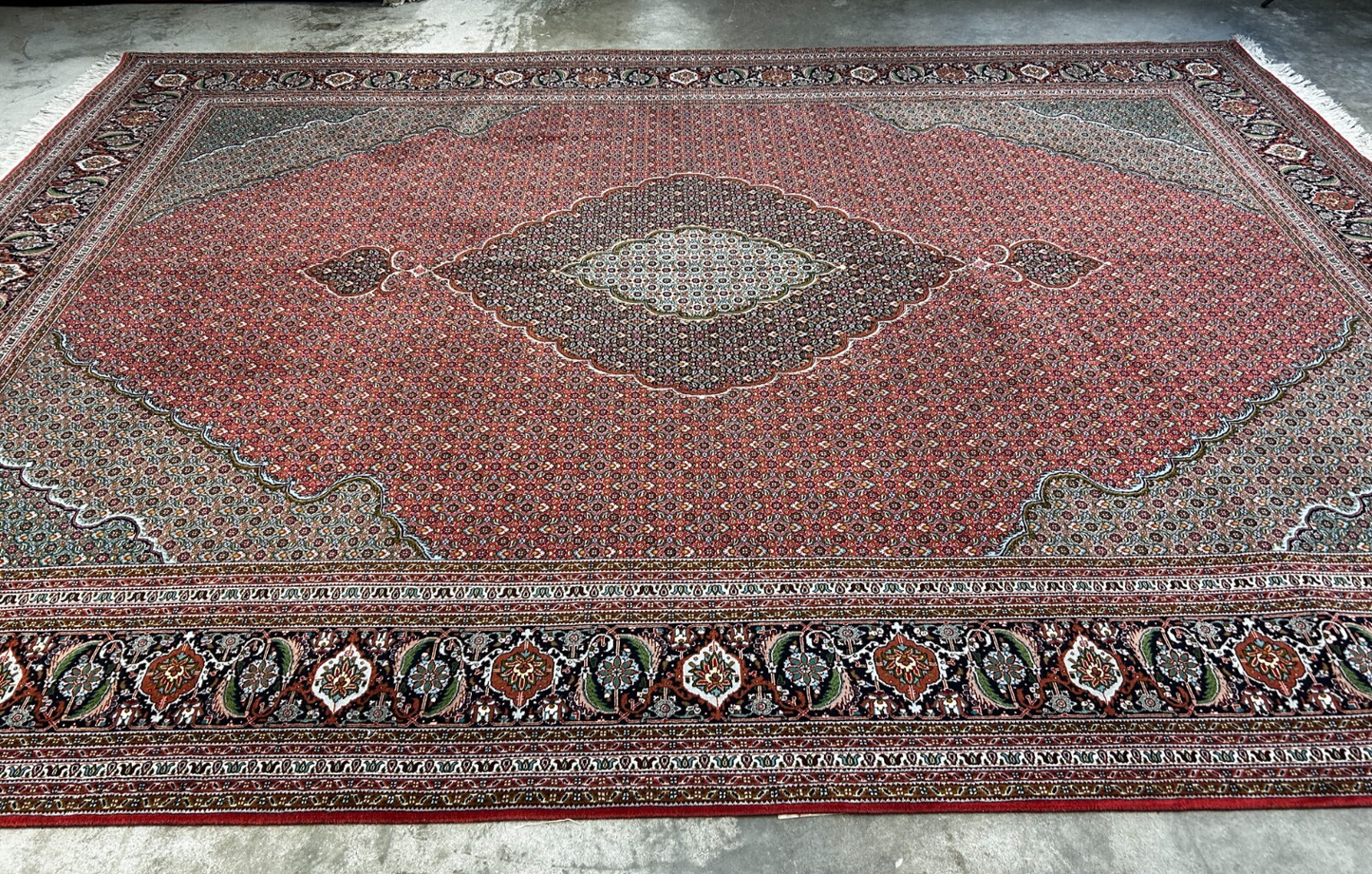 8'8"x11'3" One-Of-a-Kind Hand-Knotted Silk & Wool Tabrize Fish Style Rug