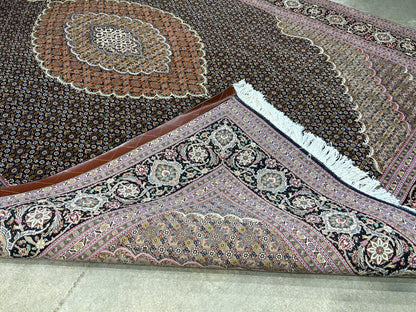 6'7"x9'9" Fine Hand-Knotted Wool & Silk Blend Tabrize Mahi Area Rug