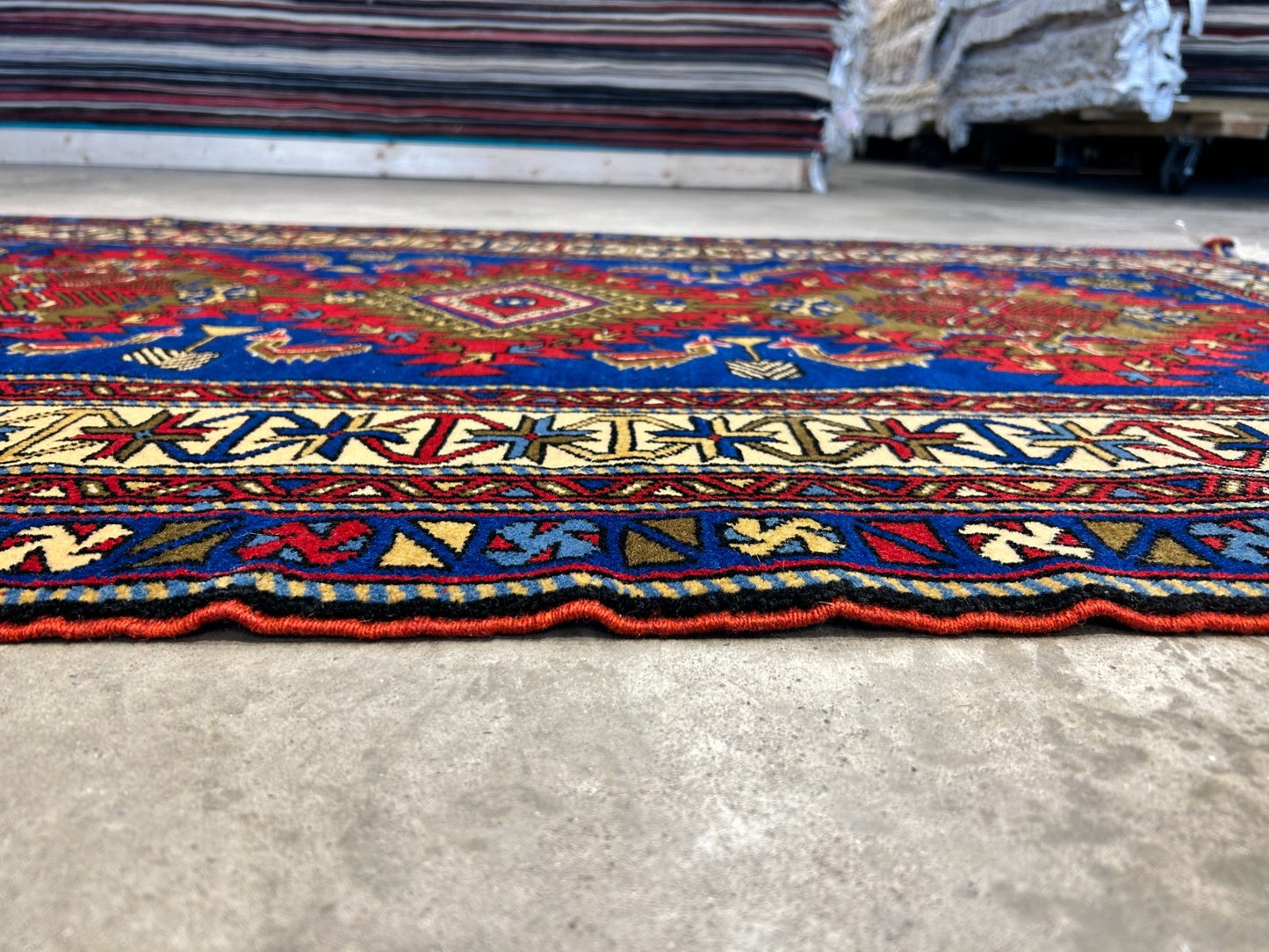 3'6"x5'9" Hand-Knotted 100% Wool Pile Yalamehe Rug