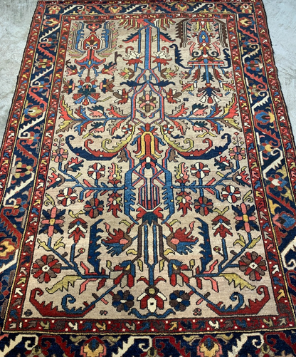 Collector Item -  4'4"x6'4" One-of-a-Kind Antique Fine Wool Bakhtiarie Rug