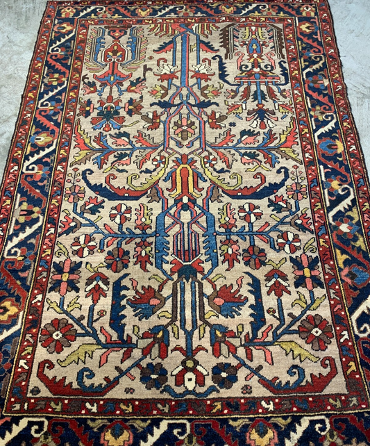 Collector Item -  4'4"x6'4" One-of-a-Kind Antique Fine Wool Bakhtiarie Rug