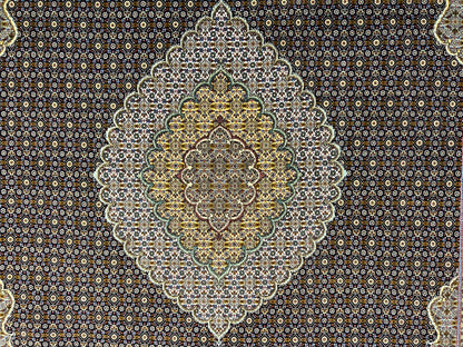 6'10"x10'5" Fine Hand-Knotted Wool & Silk Blend Tabrize Mahi Carpet - Area Rug