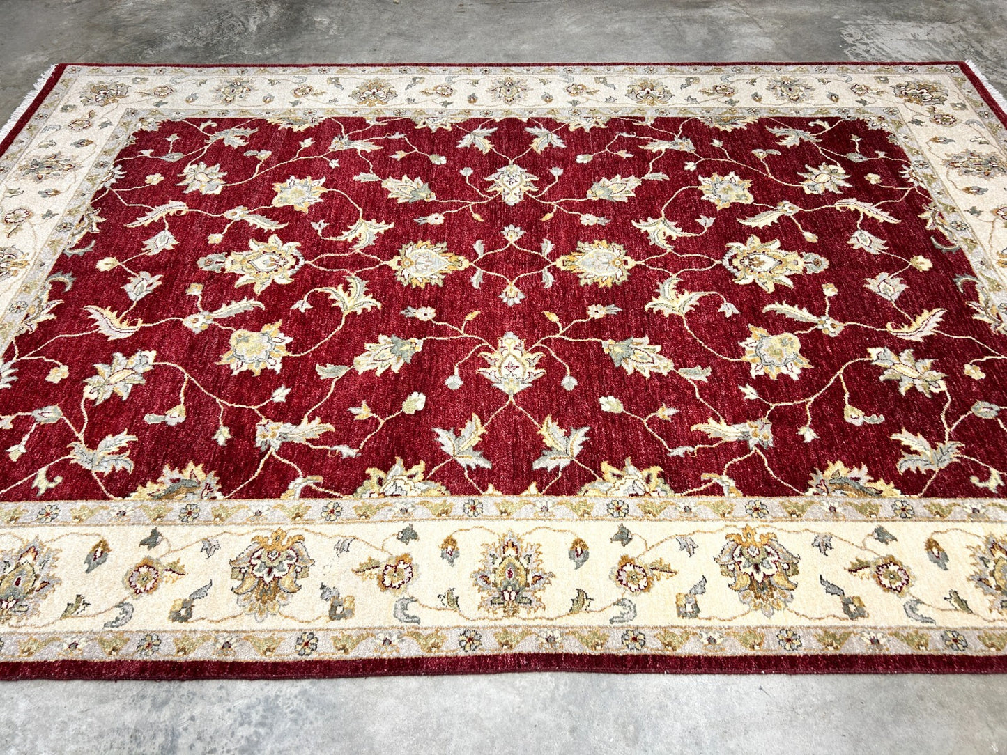 6'7"x9'9" Hand-Knotted 100% Wool Pile Indian Agra Carpet - Area Rug