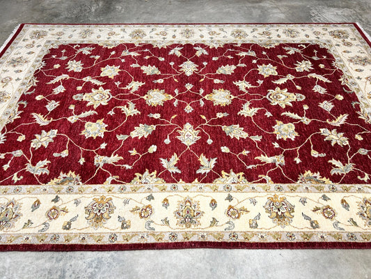 6'7"x9'9" Hand-Knotted 100% Wool Pile Indian Agra Carpet - Area Rug
