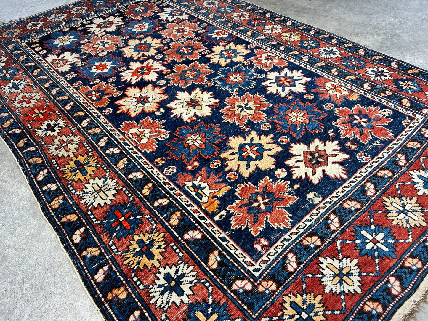 Collector Item -  4'x6'3" Antique Hand-Knotted 100% Wool Pile Kazak Rug