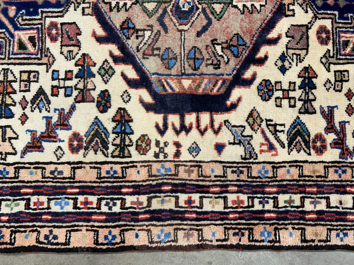 3'8"x5'2" Hand-Knotted 100% Wool Pile Karaja Area Rug - Carpet