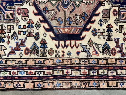 3'8"x5'2" Hand-Knotted 100% Wool Pile Karaja Area Rug - Carpet