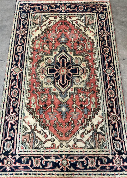 3'x5' Hand-Knotted 100% Wool Pile IndoSerapi Rug