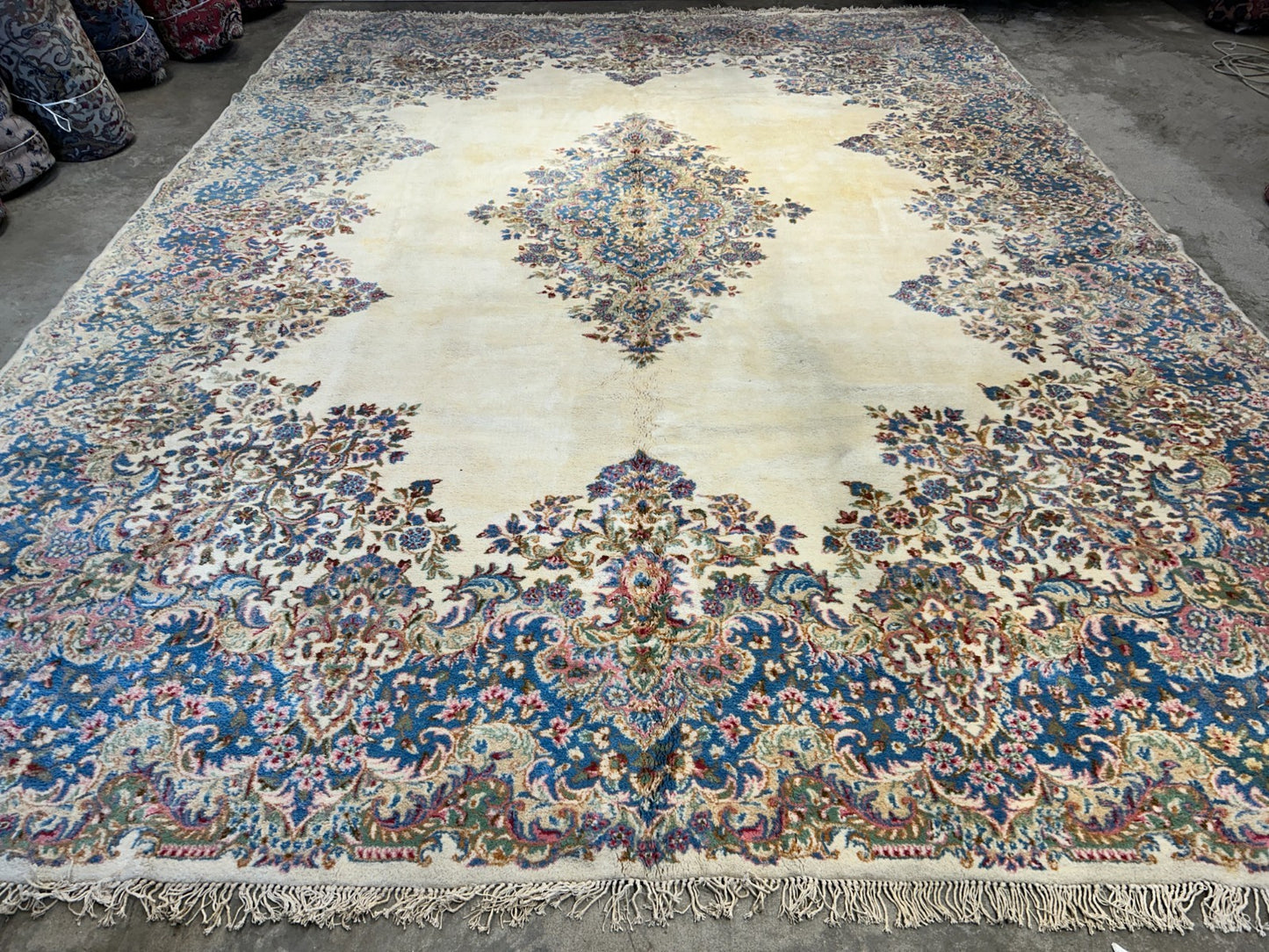 10'11"x14'9" Hand-Knotted 100% Wool Pile Kermane Area Rug - Carpet