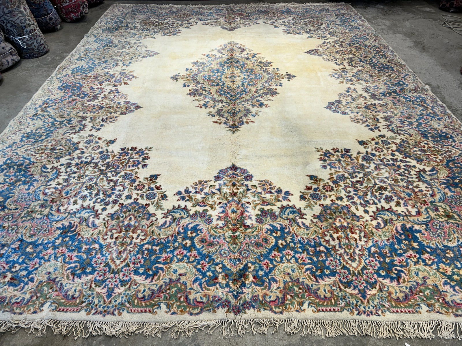 10'11"x14'9" Hand-Knotted 100% Wool Pile Kermane Area Rug - Carpet