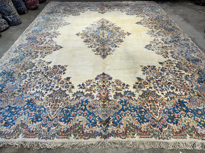 10'11"x14'9" Hand-Knotted 100% Wool Pile Kermane Area Rug - Carpet