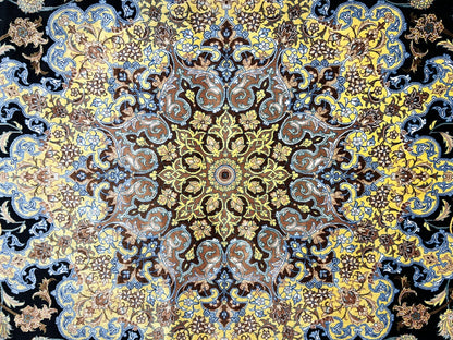 6'6"x10' Exquisite Hand-Knotted 100% Silk Qume Rug