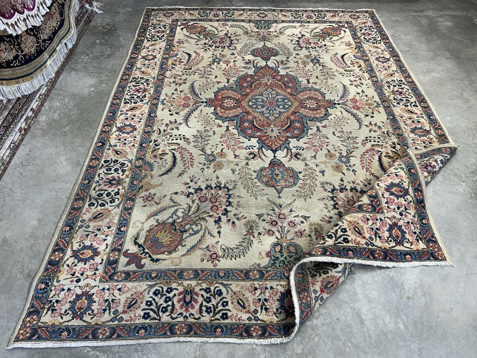 7’8”x10’8” Antique Hand-Knotted 100% Wool Pile Tabrize Area Rug - Carpet