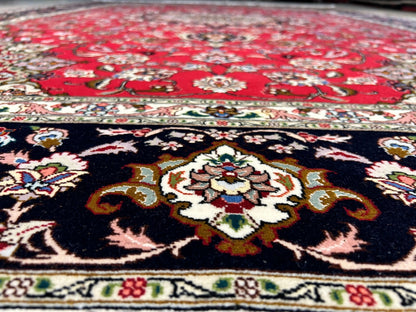 6'7"x9'10" Fine Hand-Knotted Wool & Silk Blend Tabrize Carpet - Area Rug