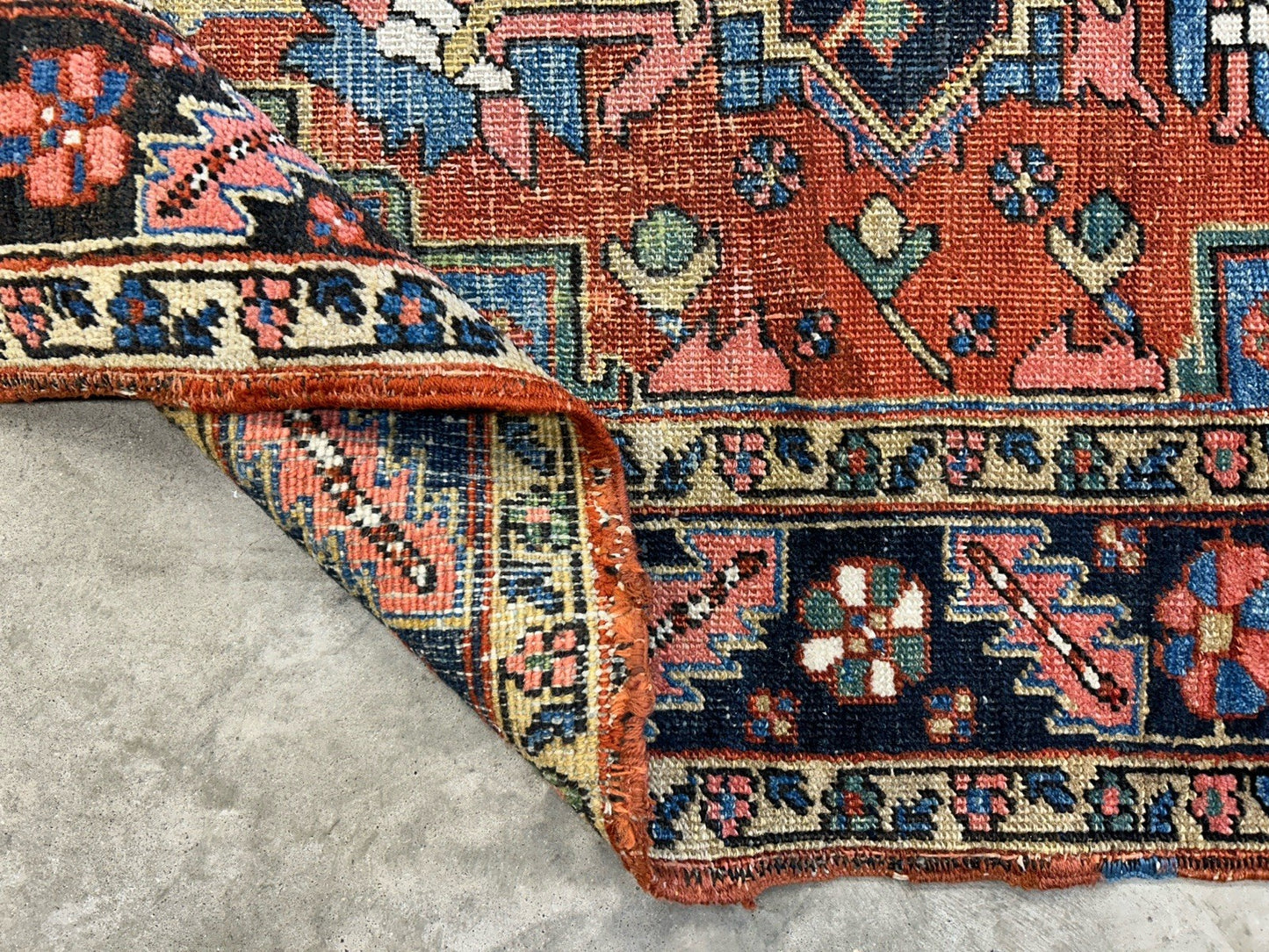 Collector Item- 5’x6’10” Antique Hand-Knotted 100% Wool Pile Serapie Area Rug