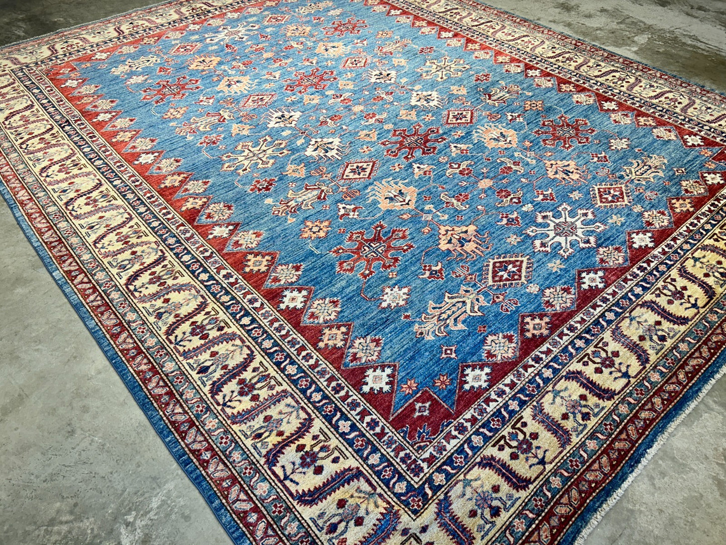 9'6"x11'7" Hand-Knotted 100% Wool Pile Kazak Design Carpet - Area Rug