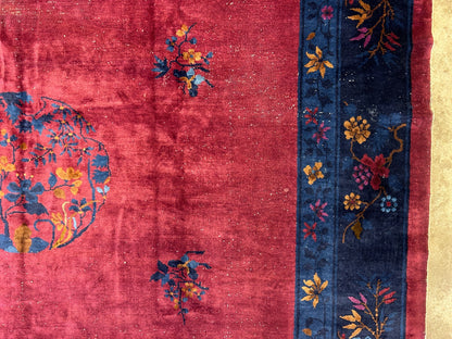 9'x12' Collector Antique Hand-Knotted 100% Wool Pile Art Deco Nichols Rug