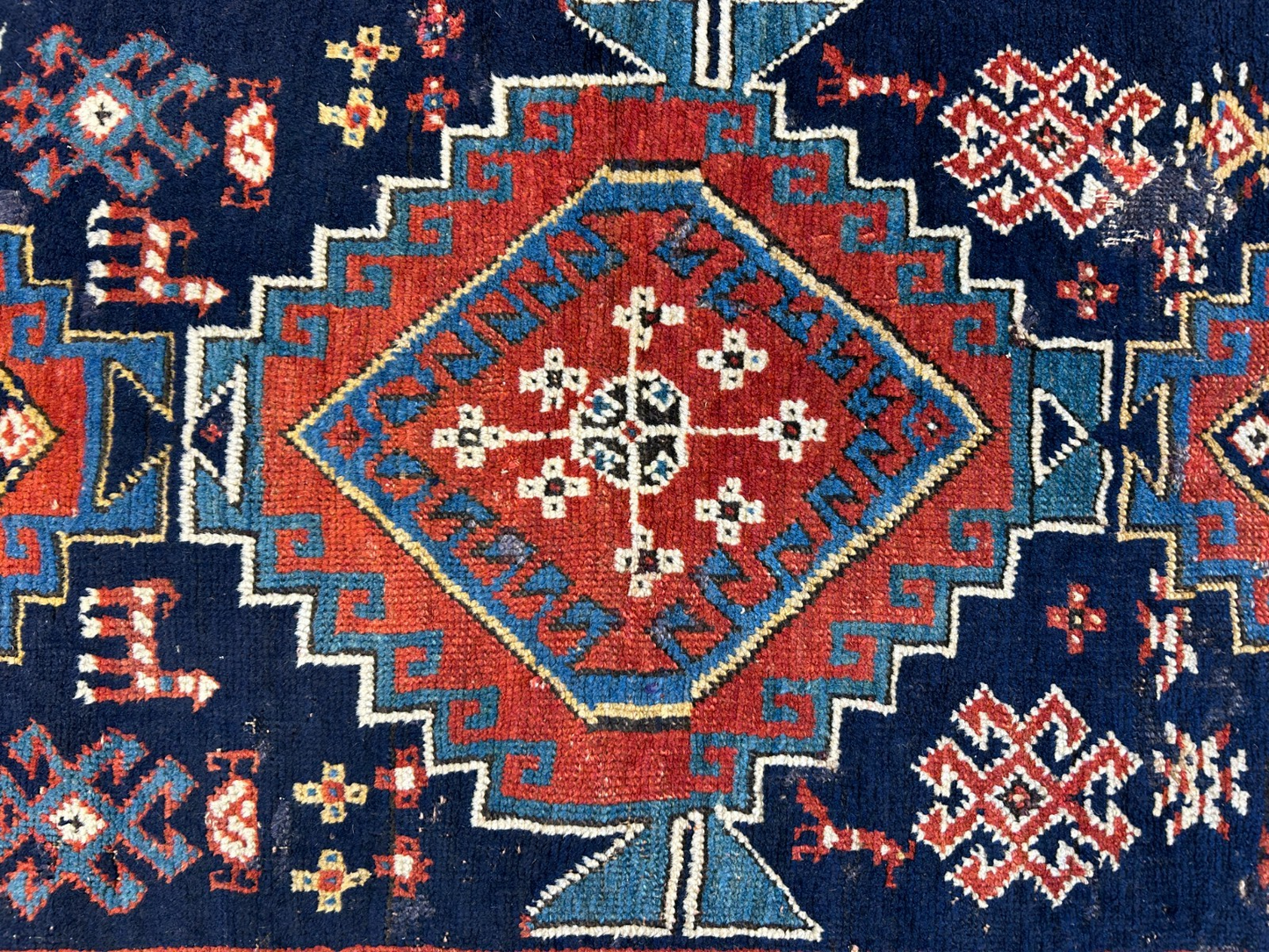 4'1"x7'2" Antique Hand-Knotted 100% Wool Pile Kazak Caucasian Area Rug - Carpet