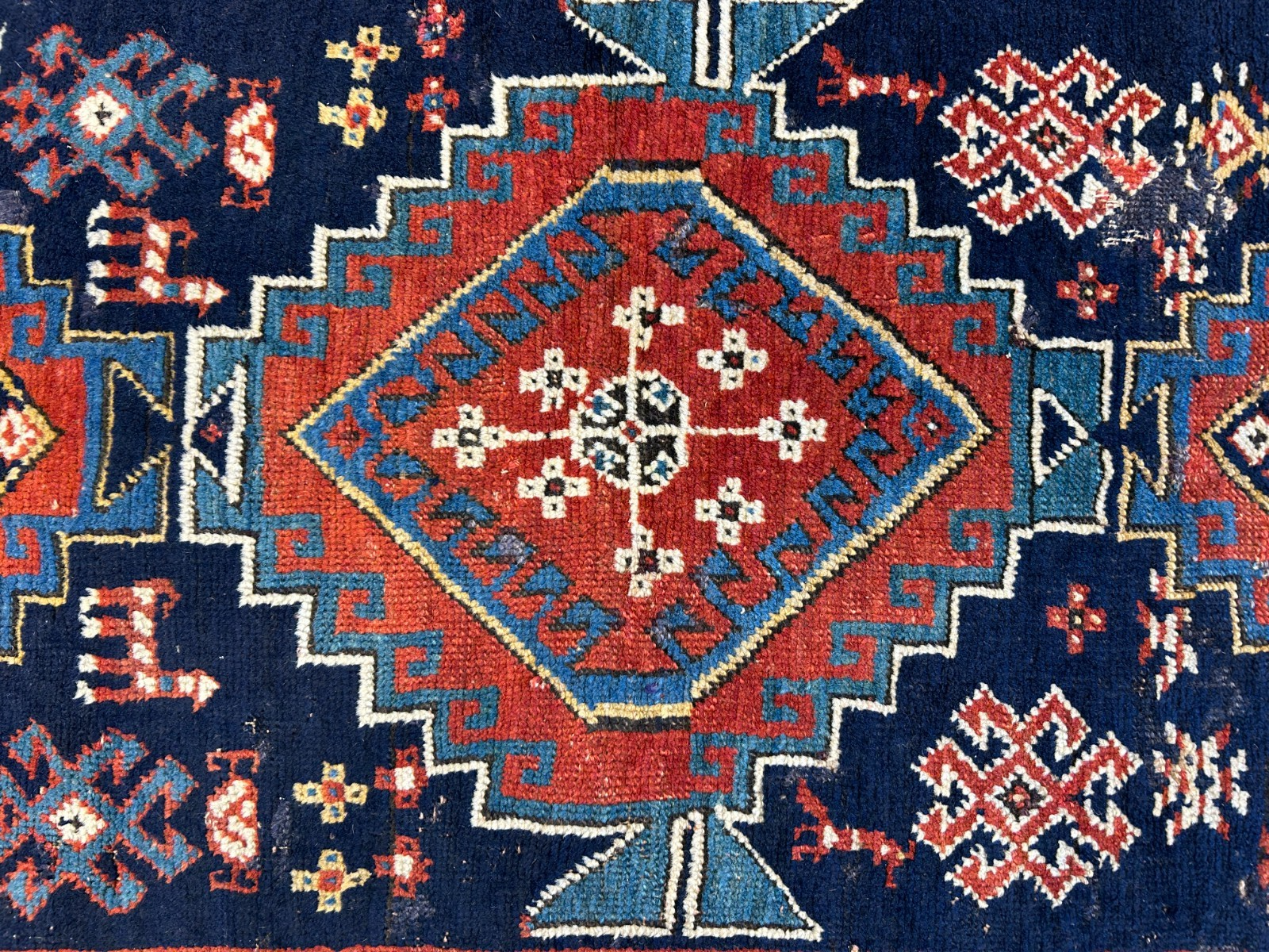 4'1"x7'2" Antique Hand-Knotted 100% Wool Pile Kazak Caucasian Area Rug - Carpet