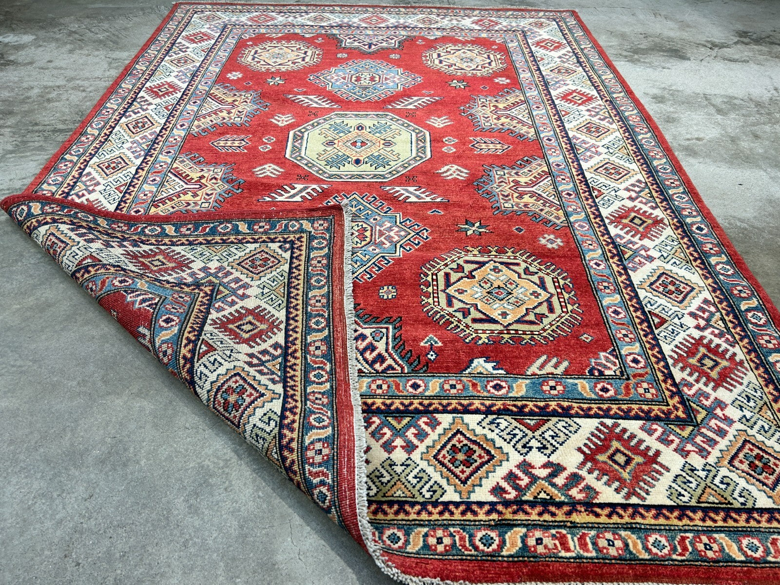 5'7"x7'10" Hand-Knotted 100% Wool Carpet - Fine Kazak Area Rug