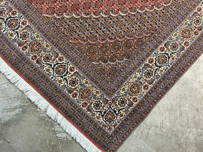 6'10"x10'1" Fine Hand-Knotted Wool & Silk Blend Tabrize Mahi Carpet - Area Rug