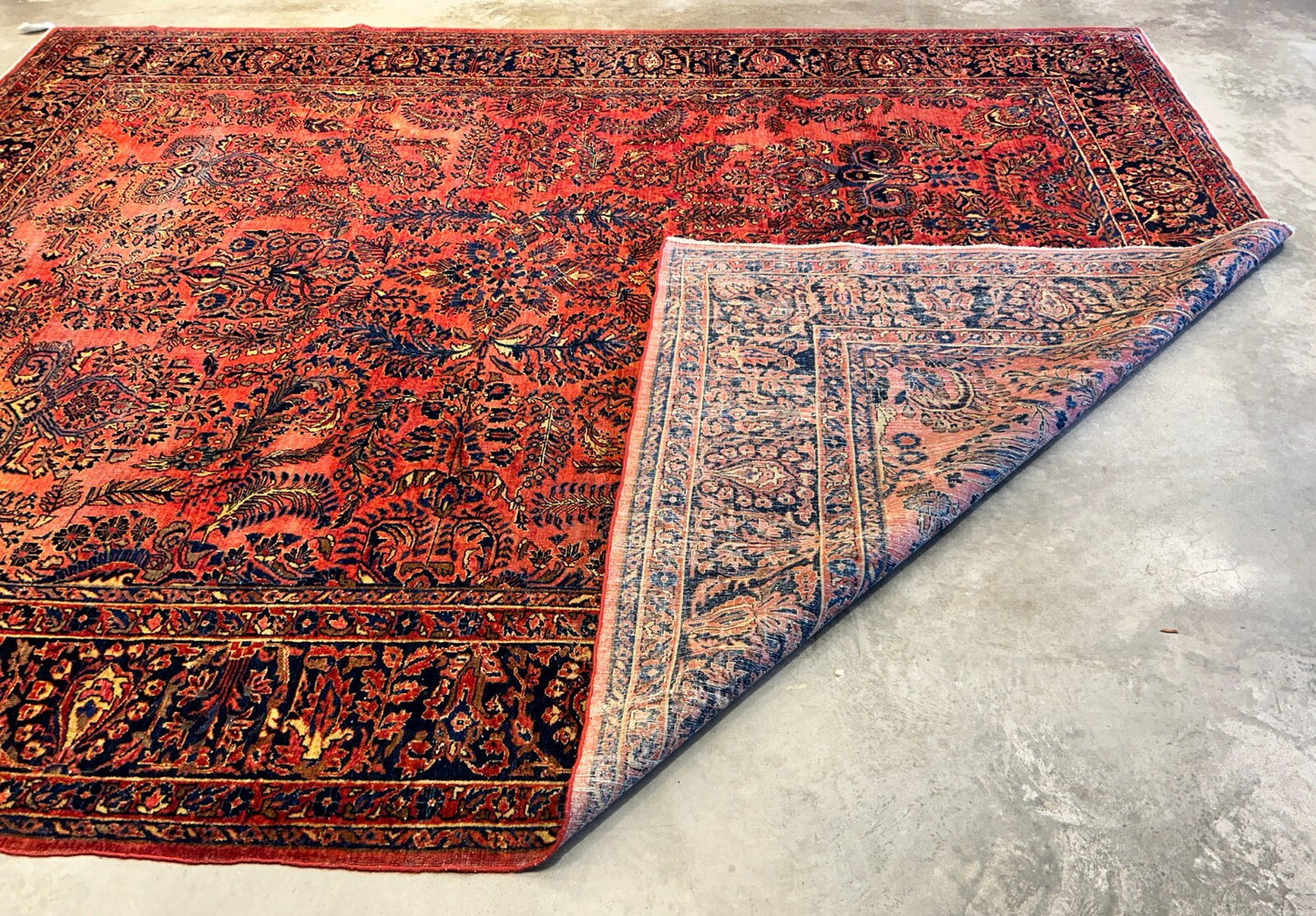 9'2"x11'4" Antique Fine Lamb Wool Sarouke Mohajeran Rug Hand-knotted Carpet