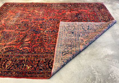 9'2"x11'4" Antique Fine Lamb Wool Sarouke Mohajeran Rug Hand-knotted Carpet