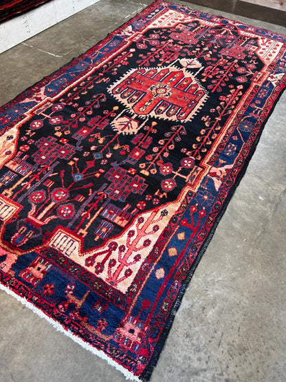 5'1" x 10'2'' Hand-Knotted 100% Lamb Wool Carpet - Nahavande Area Rug