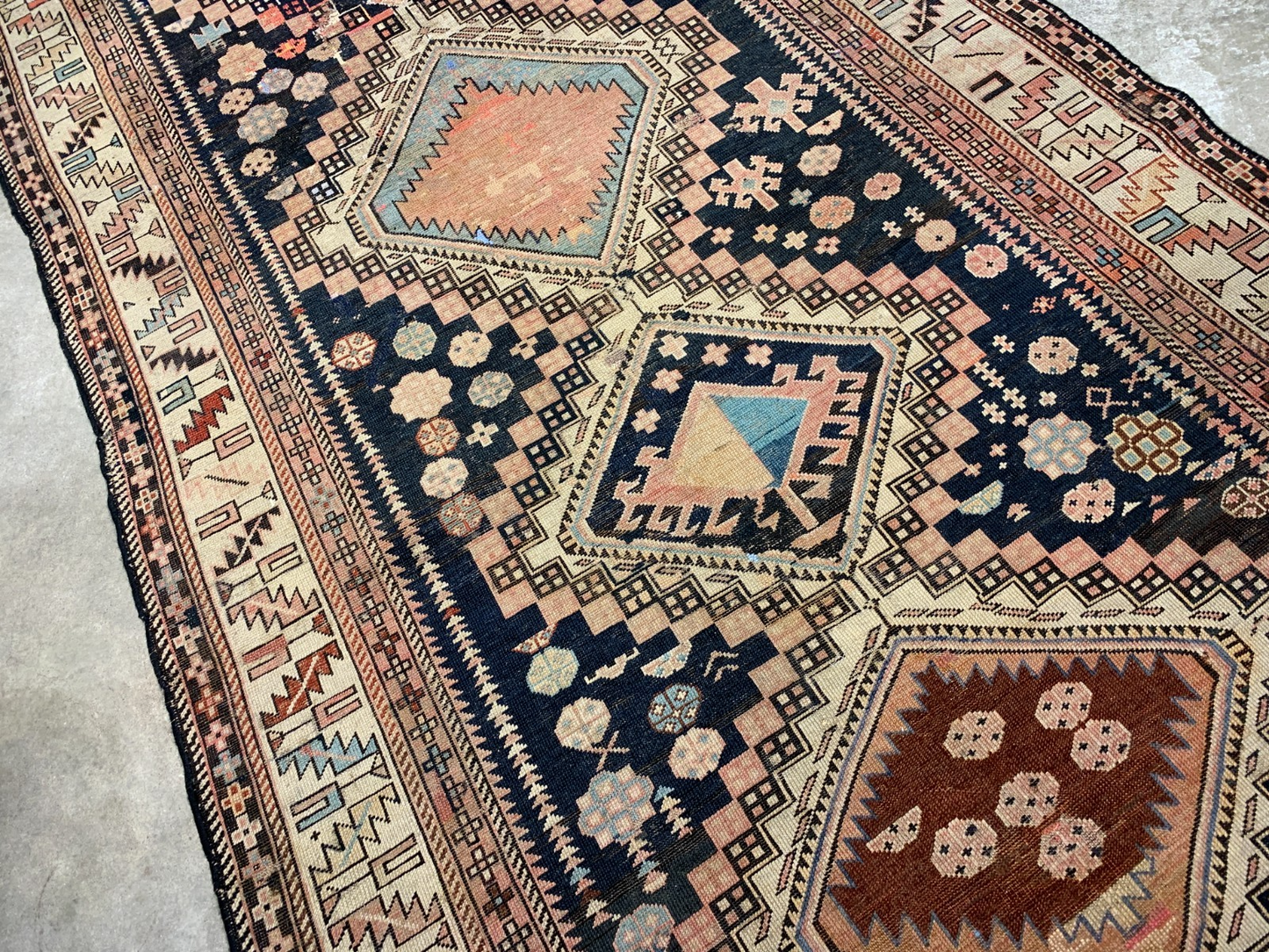 4'9"x10'2" Collector Antique Hand-Knotted 100% Wool Pile Caucasian Rug