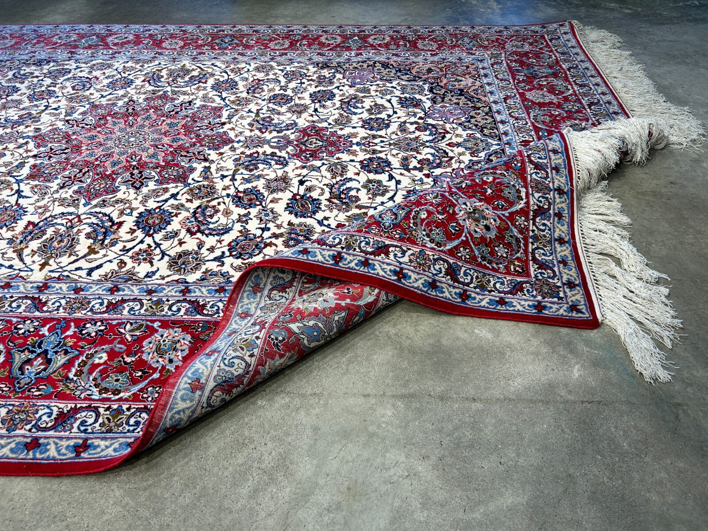6'9"x10'1" Extra-Fine Hand-Knotted Wool & Silk Blend Isfahane Carpet - Area Rug