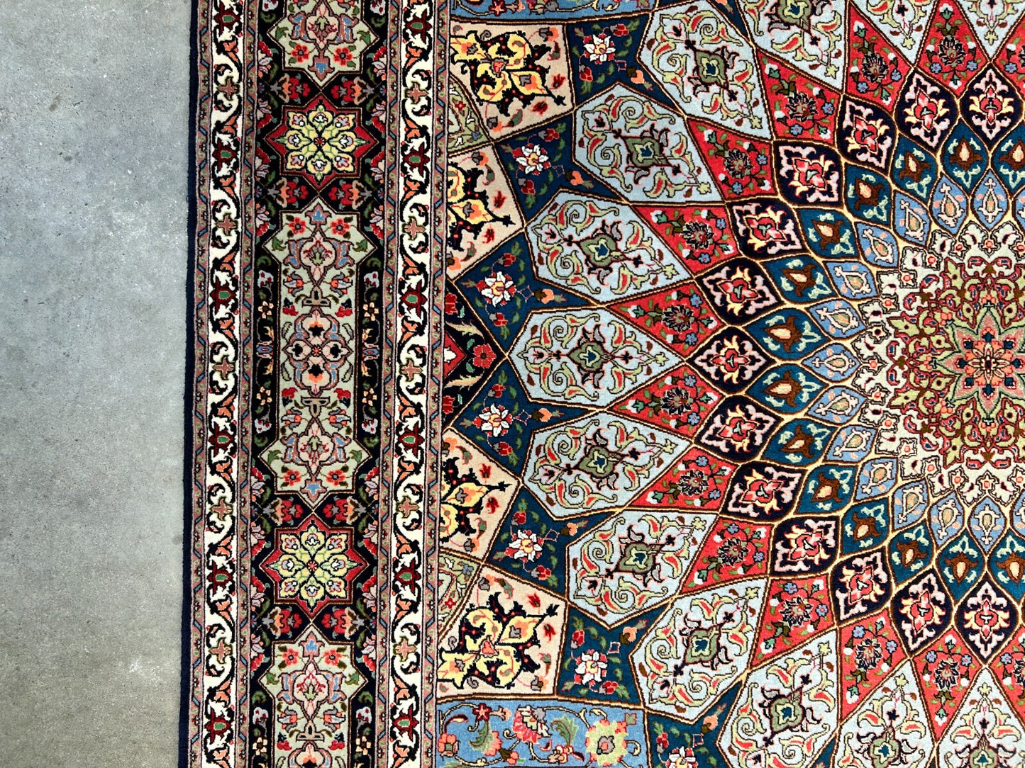 6'8"x10'7" Fine Hand-Knotted Wool & Silk Blend Tabrize Carpet - Area Rug