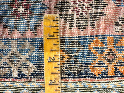 Collector Item - 3'4"x4'4" Antique Hand-Knotted 100% Wool Pile Russian Kazak Rug