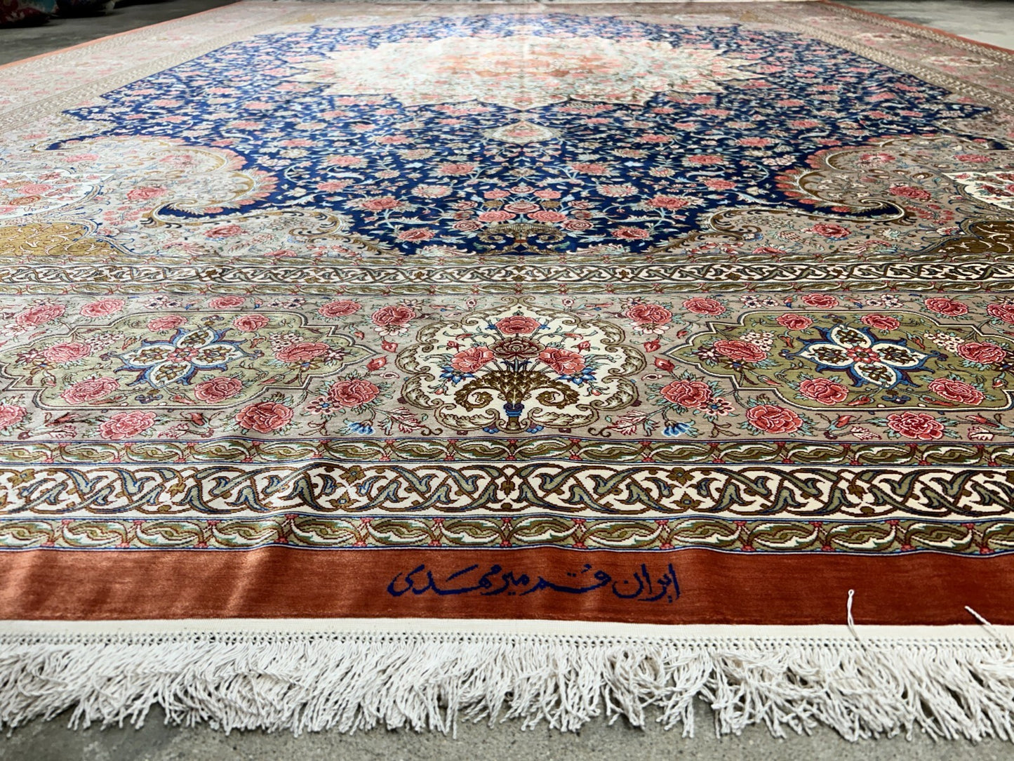 9'11"x13'6" Exquisite Signed Hand-Knotted 100% Silk Qume Rug