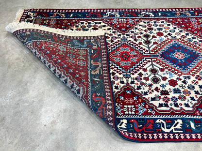2'8"x4'3" Hand-Knotted 100% Wool Pile Yalamehe Carpet - Area Rug
