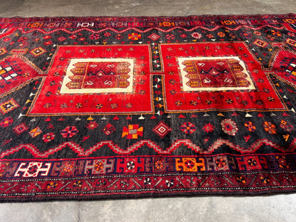 4'10" x 9'5" Hand-Knotted 100% Wool Pile Hamadane Area Rug - Carpet