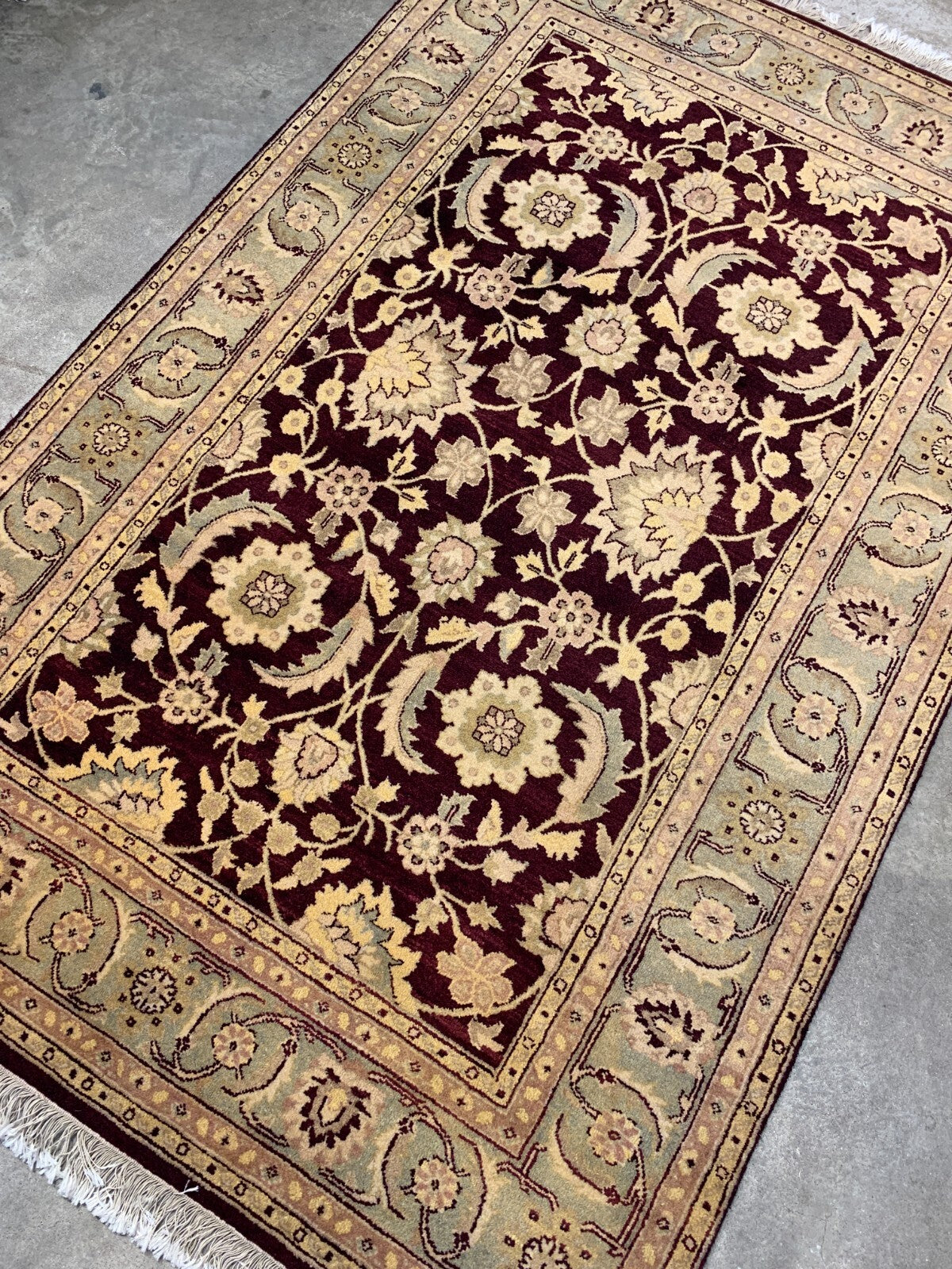 4'0"x6'2" Hand-Knotted 100% Wool Indian Area Rug