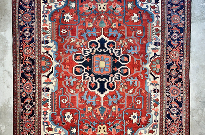 Collector Item - 9'x11'6" Hand-Knotted 100% Wool Pile Serapie Carpet - Area Rug