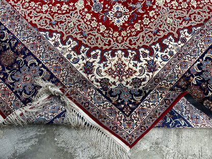 8'10"x12'4" Extra Fine Hand-Knotted Wool & Silk Isfahane Zolfaghari Rug